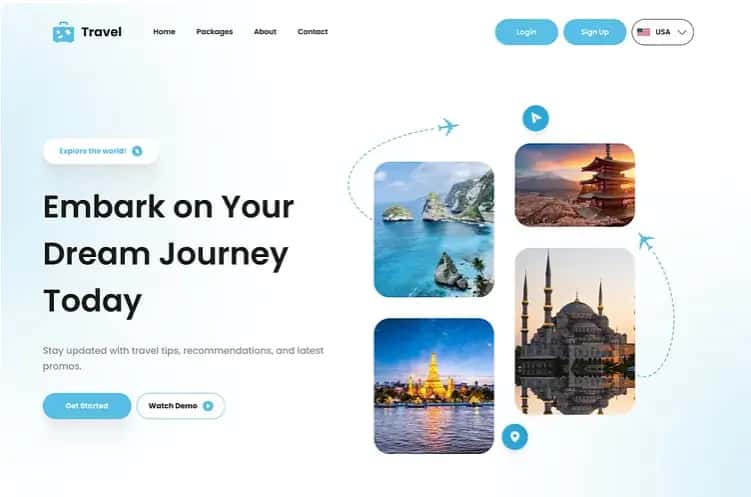 Dream. Plan. Go! Your Ultimate Travel Landing Page Experience Platform Screenshot